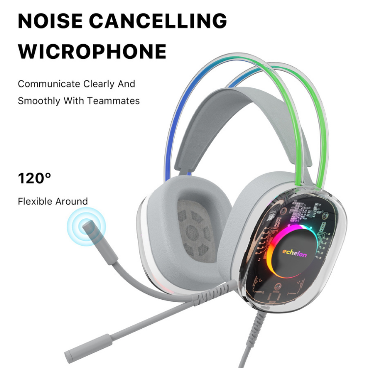 Echelon SoundScape Casque Gaming RGB transparent avec micro USB-C