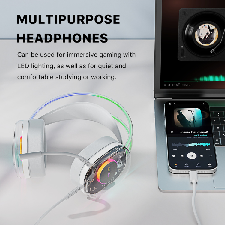 Echelon SoundScape Casque Gaming RGB transparent avec micro USB-C