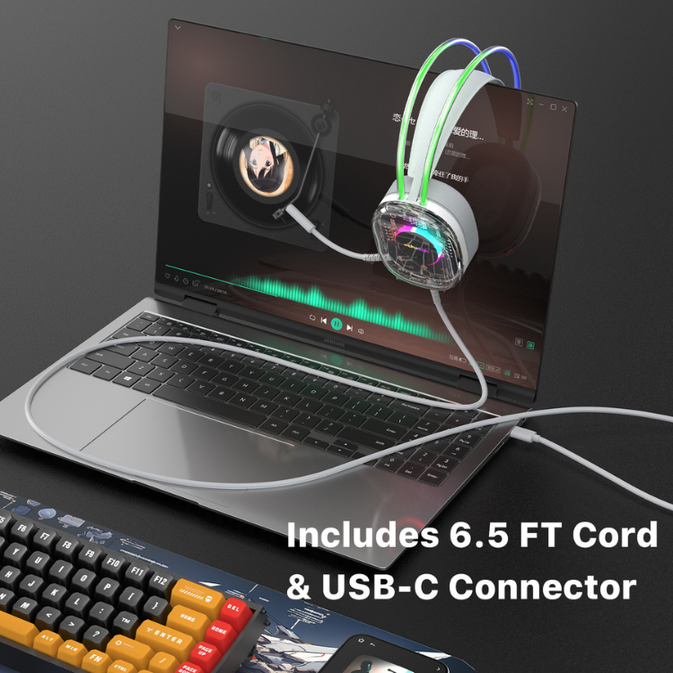 Echelon SoundScape Casque Gaming RGB transparent avec micro USB-C