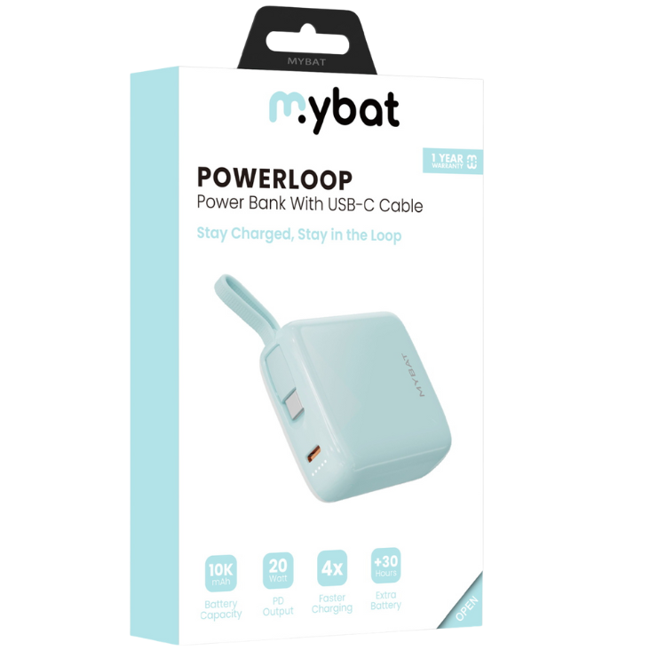 MyBat MyBat PowerLoop Batterie externe 10000mAh avec câble USB-C intégré Guadeloupe