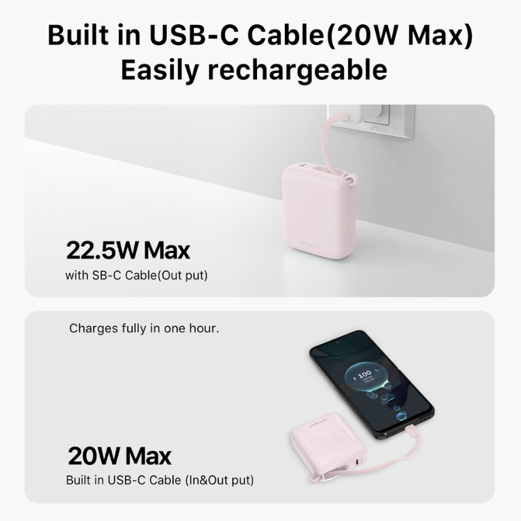 MyBat MyBat PowerLoop Batterie externe 10000mAh avec câble USB-C intégré Guadeloupe