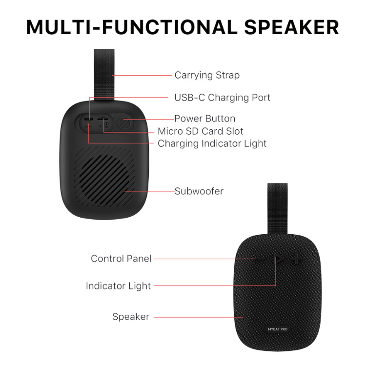 MyBat MyBat Pro Hook Enceinte Bluetooth compacte avec sangle et résistance à l’eau Guadeloupe