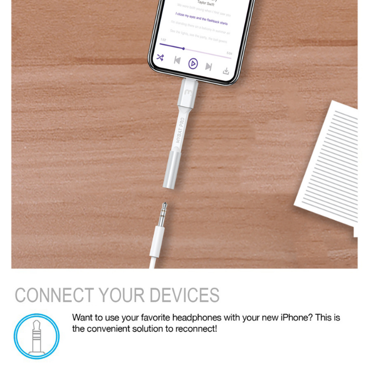 MyBat Pro MFi Adaptateur Lightning vers jack 3.5mm