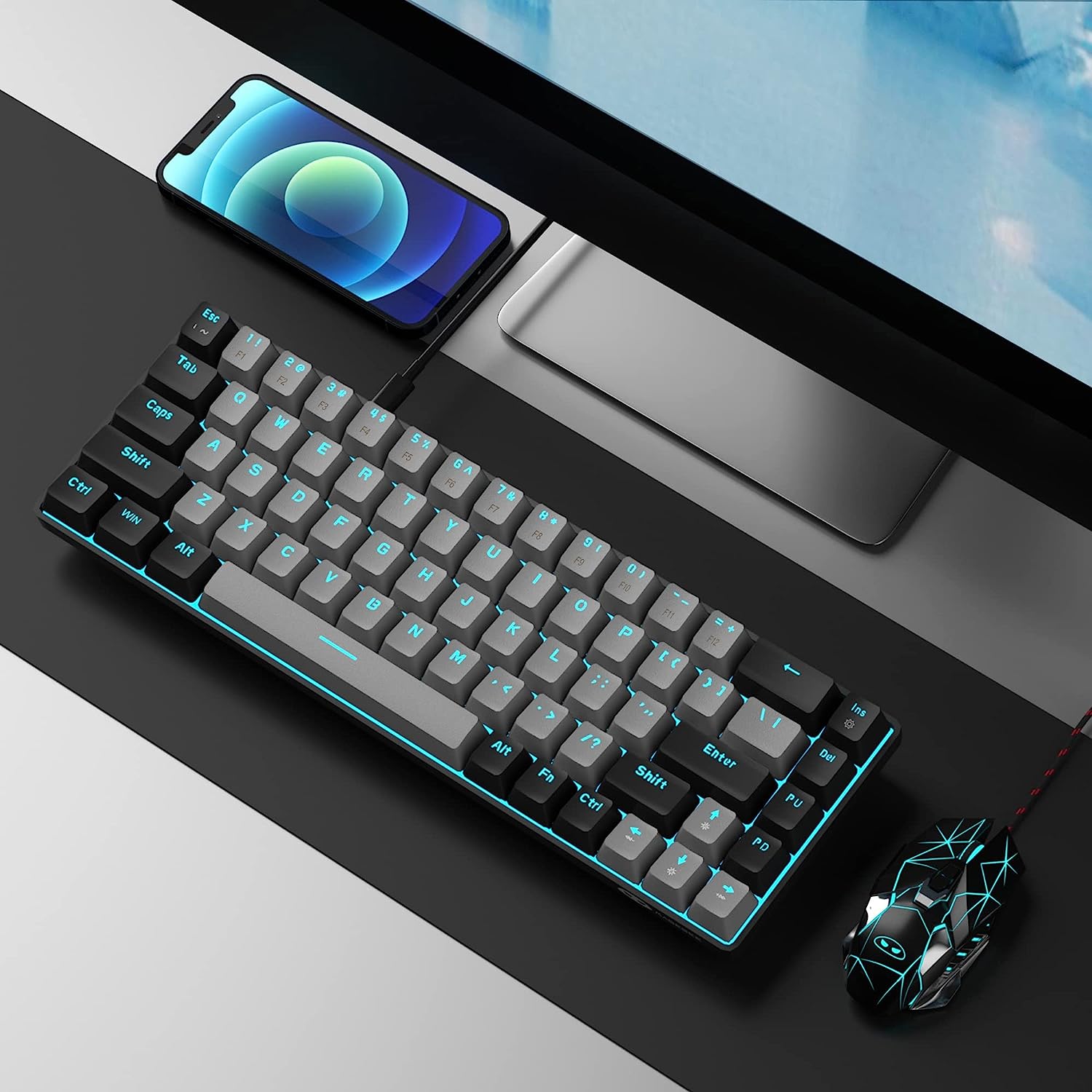 Clavier Mécanique Gaming Filaire AZERTY Blanc Rétroéclairé - Occasion, Fonctionne Très Bien