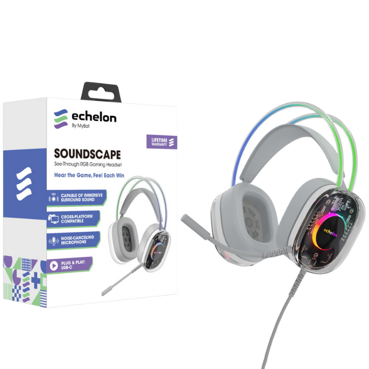 Echelon SoundScape Casque Gaming RGB transparent avec micro USB-C