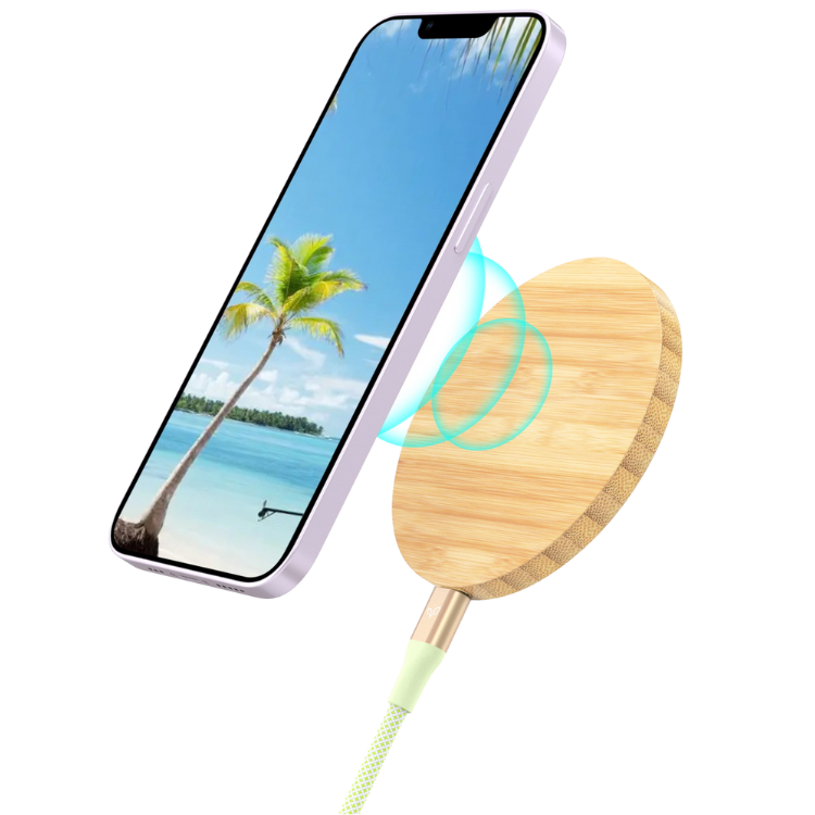 MyBat Ecoblvd Bamboo Chargeur sans fil 15W en bambou Guadeloupe