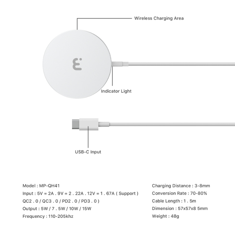MyBat MyBat Pro Magnetic Wireless Charger Chargeur sans fil aimanté ultra-rapide 15W Guadeloupe