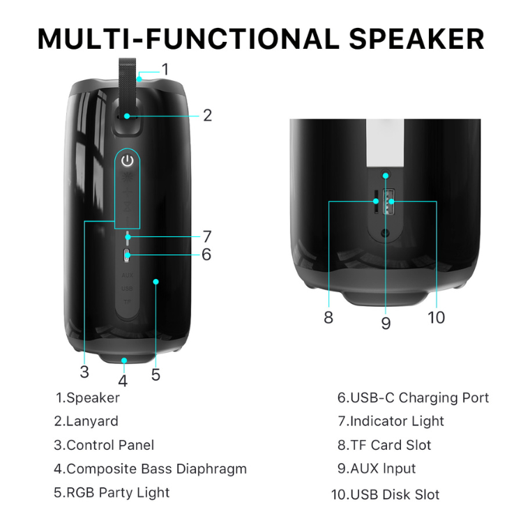 MyBat MyBat Pro Firefly Plus Enceinte Bluetooth lumineuse avec basses puissantes Guadeloupe