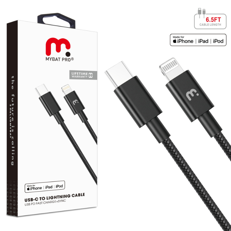 MyBat MyBat Pro Câble USB-C vers Lightning 2m Noir Guadeloupe