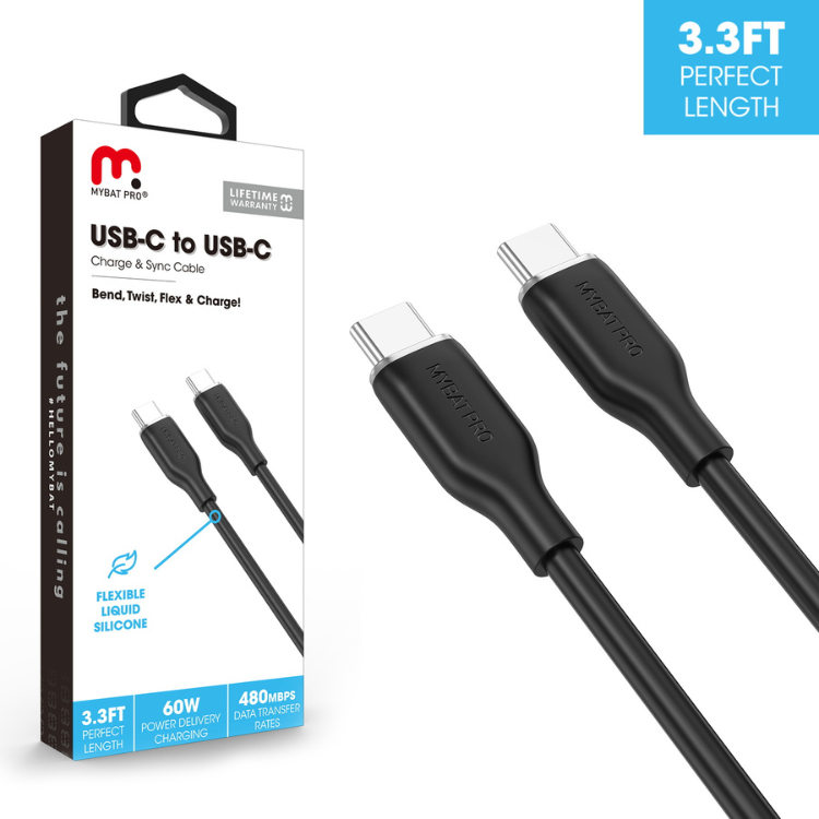 MyBat MyBat Pro USB-C à USB-C en Silicone 60w 1m Noir Guadeloupe