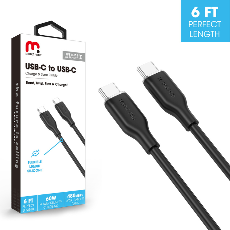 MyBat MyBat Pro Cable USB-C to USB-C en silicone 1m80 Noir Guadeloupe